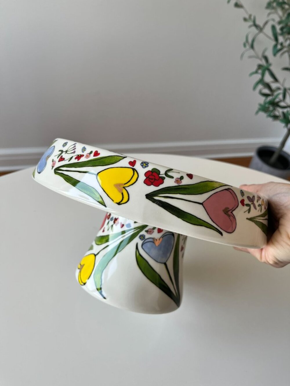 Anthropologie The Mud Fairy Blooming Hearts Cake Stand Brand New Discontinued - Picture 2 of 9